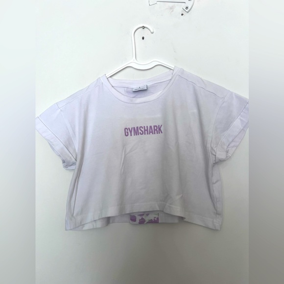 Gymshark White Crop Top Size small purple design on back - Picture 1 of 3